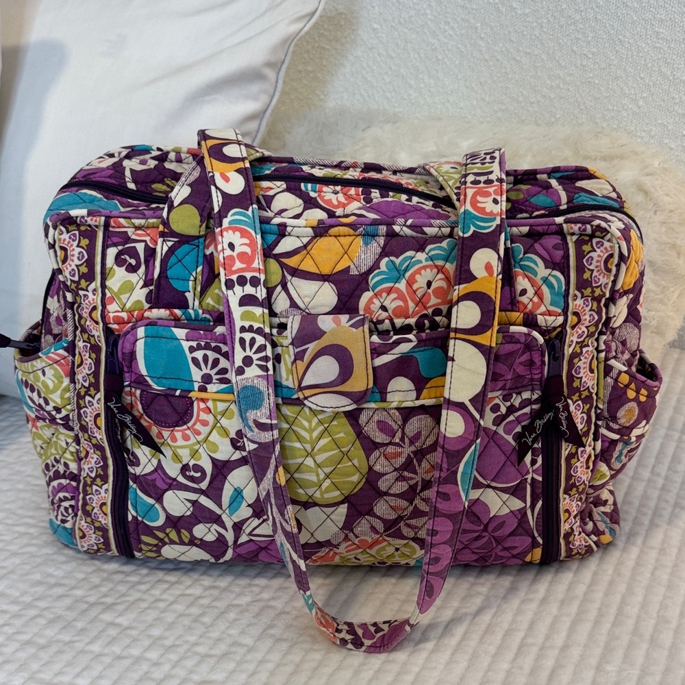 Retired VERA BRADLEY Boho Paisley Plum Crazy Duffle Bag Travel Bag